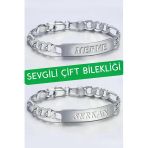 C&On Design Kişiye Özel İsim Yazılı 2'Li Sevgili Çift Bilekliği Çelik Bileklik Scb41