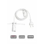 CONANA E14 Duylu 2 Metre Arapuarlı, Tuz Lambası Duyu Yaylı (2X0,50) (Beyaz) 65W