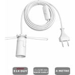 Conana E14 Duylu 4 Metre Arapuarlı, Tuz Lambası Duyu Yaylı (2x0,50) (Beyaz) 65W