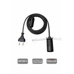 Conana E14 Duylu 4 Metre Arapuarlı, Tuz Lambası Duyu Yaylı (2x0,50) (Siyah) 65W