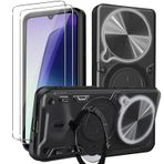 CONAPIKA Xiaomi Redmi 14C 4G için 2 koruyucu folyolu cep telefonu kılıfı, askeri kalite, sağlam stant koruyucu kılıf, TPU çerçeve + sert polikarbon arka taraf, darbeye dayanıklı, metal ayaklı ve