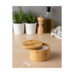 Concept Bambu Kayar Kapaklı Kaşıklı Baharatlık , Tuzluk ve Şekerlik Kutusu, Mıknatıslı Bambu Saklama Kabı