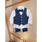 Concept Kids Papyonlu Yelekli Lacivert 4'lü Erkek Bebek Takım Özel Gün Kıyafeti Düğün Bebek Hediyesi - 12 - 18 Ay - 00 Lacivert