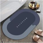 Concept Süper Su Emici Kaymaz Tabanlı Oval Banyo Paspası Diatom Banyo Lavabo Paspası Sihirli Su Emici Diyatom Paspas 60 X 39 Cm (Mavi)