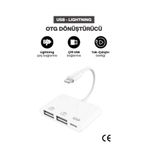 Concord Lightning OTG Dönüştürücü iPhone Uyumlu Çift USB Bağlantı Şarj ve Data Aktarım Kablosu