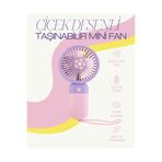 Concord Mini El-Masa Fan Çiçek Desenli Serinletici Pervane ve Telefon Tutacağı Şarjlı