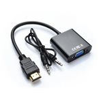 Concord Siyah Ses Kablo Destekli HDMI To VGA Kablo Monitör Tv Çevirici Dönüştürücü Kablo