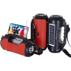 Concord Z10 Fm Radyo USB & Tf & Aux Girişi LED Işık Solar Güneş Enerji Bluetooth Hoparlör - Kırmızı