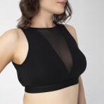 Confeo 801-022 Kadın Tüllü Modal Krop Atlet - Siyah - 2XL