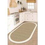 Confidence Home Makinede Yıkanabilir Kaymaz Taban Leke Tutmaz Bej Oval Mutfak Halısı Salon Halısı Ve Yolluk