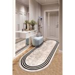 Confidence Home Makinede Yıkanabilir Kaymaz Taban Leke Tutmaz Oval Yolluk Ev Dekorasyonu Için Bej Kesme Yolluk - 140 x 400 cm