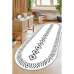 Confidence Home Makinede Yıkanabilir Kaymaz Taban Leke Tutmaz Oval Yolluk Ev Dekorasyonu Için Beyaz Kesme Yolluk - 60 x 400 cm