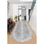 Confidence Home Makinede Yıkanabilir Kaymaz Taban Leke Tutmaz Oval Yolluk Ev Dekorasyonu Için Gri Kesme Yolluk - 140 x 350 cm