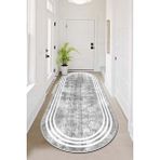 Confidence Home Makinede Yıkanabilir Kaymaz Taban Leke Tutmaz Oval Yolluk Ev Dekorasyonu Için Gri Kesme Yolluk - 140 x 450 cm