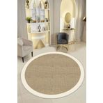 Confidence Home Makinede Yıkanabilir Kaymaz Taban Leke Tutmaz Yuvarlak Bej Mutfak Halısı Ve Balkon Halısı