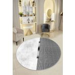 Confidence Home Makinede Yıkanabilir Kaymaz Taban Leke Tutmaz Yuvarlak Gri Mutfak Halısı Ve Balkon Halısı