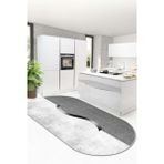 Confidence Home Yıkanabilir Kaymaz Leke Tutmaz Salon Halısı Mutfak Halısı Koridor Halısı Yolluk ve Paspas - 60 x 500 cm - Gri - Beyaz
