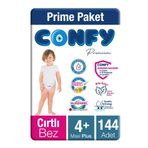 Confy Premium No:4+ Maxi Plus 144 Adet Bebek Bezi