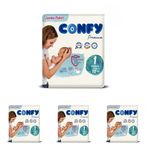 Confy Premium Yenidoğan Bebek Bezi 1 Numara | 2-5 kg | 70 Adet | Ekonomik Paket (4 paketi)