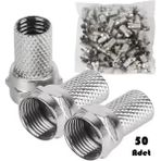 Conigitar F Konnektör Rg6 / U4 (50 Adet) Uydu Anten Kablosu 18 Mm Standart Jackı (Gümüş) - Beyaz