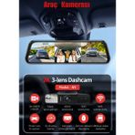 Conio Carlover N9 2k Ultra Hd 3 Lensli Ayna Tipi Araç Kamerası, Ön 2k + Iç ve Arka Çift 1080P, Süper Gece Görüşü, Adas Bsd Sürüş Asistanı, Wifi'li, 24 Saat Park Izleme, G-Sensörlü Taşıt Kayıt Cihazı - Şeffaf - Beyaz