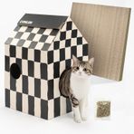 Conlun Kedi Tırmalama Pedi ve Kedi Nipi ile Karton Kedi Evi, Montajı Kolay Kedi Scratcher Çeşitli Ev Dekorasyonu için Karton Ev,Kapalı Kediler ve Küçük Hayvanlar için Kedi Kazıma Ev Oyuncağı Doğum