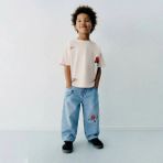 Connemara Erkek Çocuk Baskılı Tişört ve Baggy Kot Pantolon Alt Üst Takım – Rahat Kalıp Günlük Kombin - 3 - 4 Yaş - Baby Sketching