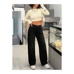 connemara Kadın Yüksek Bel Siyah Bol Paça Jean — Wide Leg Rahat Kesim Günlük Kot Pantolon