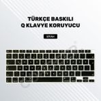 Conocer Furenfa Macbook Air 2020 13 Inc M1 A2337 / A2179 Uyumlu Türkçe Q Klavye Slim Şeffaf Klavye Koruyucu Kılıf - Siyah