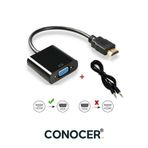 CONOCER HDMI To VGA Çevirici Adaptör Ses Destekli AUX Çıkışlı USB Güç Destekli Monitör Dönüştürücü