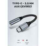 Conocer Iphone 15-16 Uyumlu Type-C Kulaklık Aparatı Dönüştürücü Çevirici Örgü Yüksek Kalite Aux - Siyah