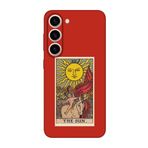 CONSTRAIN (1029) Kırmızı S23 The Sun Tarot Kırmızı Telefon Kılıfı Samsung S23 ile uyumlu
