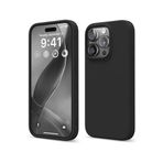 CONSTRAIN (5725) Siyah Siyah Silikon Kılıf Leke Tutmaz İçi Süet Silinebilir Kamera Yükseltili Kapak iPhone 15 Pro Max ile uyumlu