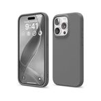 CONSTRAIN (5726) Gri Gri Silikon Kılıf Leke Tutmaz İçi Süet Silinebilir Kamera Yükseltili Kapak iPhone 15 Pro Max ile uyumlu