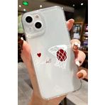 CONSTRAIN (5949) I Love Basketball I Love Basketball Desenli Şeffaf Silikon Telefon Kılıfı iPhone 15 ile uyumlu