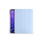 CONSTRAIN - Galaxy Tab S6 Lite P610 ile Uyumlu Standlı Kalem Bölmeli Tri Folding Tablet Kılıfı Mavi