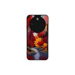 CONSTRAIN - Honor Magic8 Lite ile uyumlu Magic 8 Kılıf Boyalı Tablo Desenli Fiyonk Ve Leopar Tasarımlı 3D Ayna Görünümlü Korumalı Kapak - Kırmızı