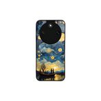 CONSTRAIN - Honor Magic8 Lite ile uyumlu Magic 8 Kılıf Boyalı Tablo Desenli Fiyonk Ve Leopar Tasarımlı 3D Ayna Görünümlü Korumalı Kapak - Turkuaz