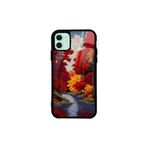 CONSTRAIN - iPhone 11 ile uyumlu Kılıf Boyalı Tablo Desenli Fiyonk Ve Leopar Tasarımlı 3D Ayna Görünümlü Korumalı Kapak - Kırmızı