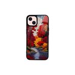 CONSTRAIN - iPhone 14 ile uyumlu 13 - Kılıf Boyalı Tablo Desenli Fiyonk Ve Leopar Tasarımlı 3D Ayna Görünümlü Korumalı Kapak - Beyaz 1
