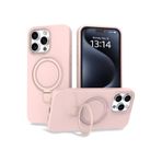 CONSTRAIN - iPhone 14 Pro Max ile uyumlu Apple Kılıf Magsafe ile uyumlu Halkalı Extra Standlı içi Kadife Yumuşak Renkli Silikon Kapak - Açık Pembe