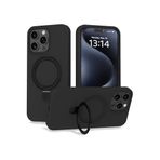 CONSTRAIN - iPhone 14 Pro Max ile uyumlu Apple Kılıf Magsafe ile uyumlu Halkalı Extra Standlı içi Kadife Yumuşak Renkli Silikon Kapak - Siyah