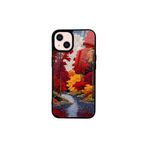 CONSTRAIN - iPhone 15 ile uyumlu Kılıf Boyalı Tablo Desenli Fiyonk Ve Leopar Tasarımlı 3D Ayna Görünümlü Korumalı Kapak - Kırmızı