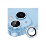 CONSTRAIN İphone 15 / İphone 15 Plus İle Uyumlu Taşlı Metal Temperli Cam Lens Koruyucu, Mavi
