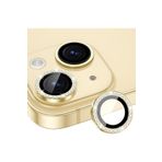 CONSTRAIN İphone 15 / İphone 15 Plus İle Uyumlu Taşlı Metal Temperli Cam Lens Koruyucu, Sari