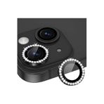 CONSTRAIN İphone 15 / İphone 15 Plus İle Uyumlu Taşlı Metal Temperli Cam Lens Koruyucu, Siyah