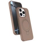 CONSTRAIN - iPhone 15 Pro Max ile uyumlu Apple Kılıf Magsafe ile uyumlu Halkalı Extra Standlı içi Kadife Yumuşak Renkli Silikon Kapak - Çöl