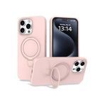 CONSTRAIN - iPhone 16 Pro ile uyumlu Apple Kılıf Magsafe ile uyumlu Halkalı Extra Standlı içi Kadife Yumuşak Renkli Silikon Kapak - Açık Pembe