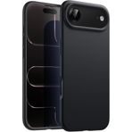 CONSTRAIN - iPhone 17 Air ile uyumlu Kılıf Lansman Kamera Çıkıntılı içi Kadife Yumuşak Renkli Silikon Mat Hisli Süet Kapak - Siyah