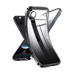 CONSTRAIN - iPhone 17 Air ile uyumlu Kılıf Tam Kamera Korumalı Metalik Parlak Renkli Kenarlı Yumuşak Silikon Lensli Kapak - Siyah